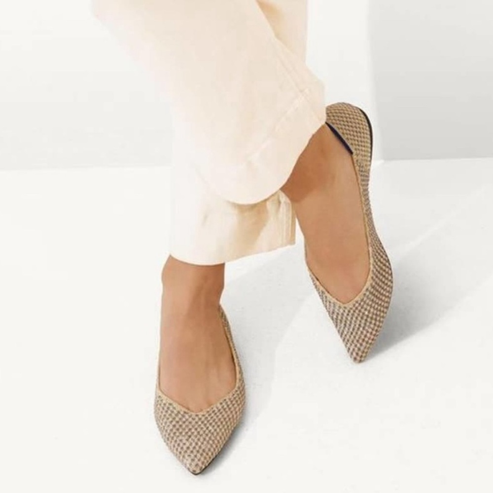 Rothy's Gold The Point Multi Metallic New Eco Friendly Retired Flats Size 6.5